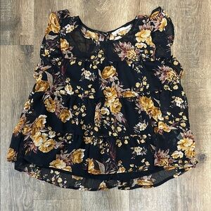 Black Ruffled Sleeveless Blouse